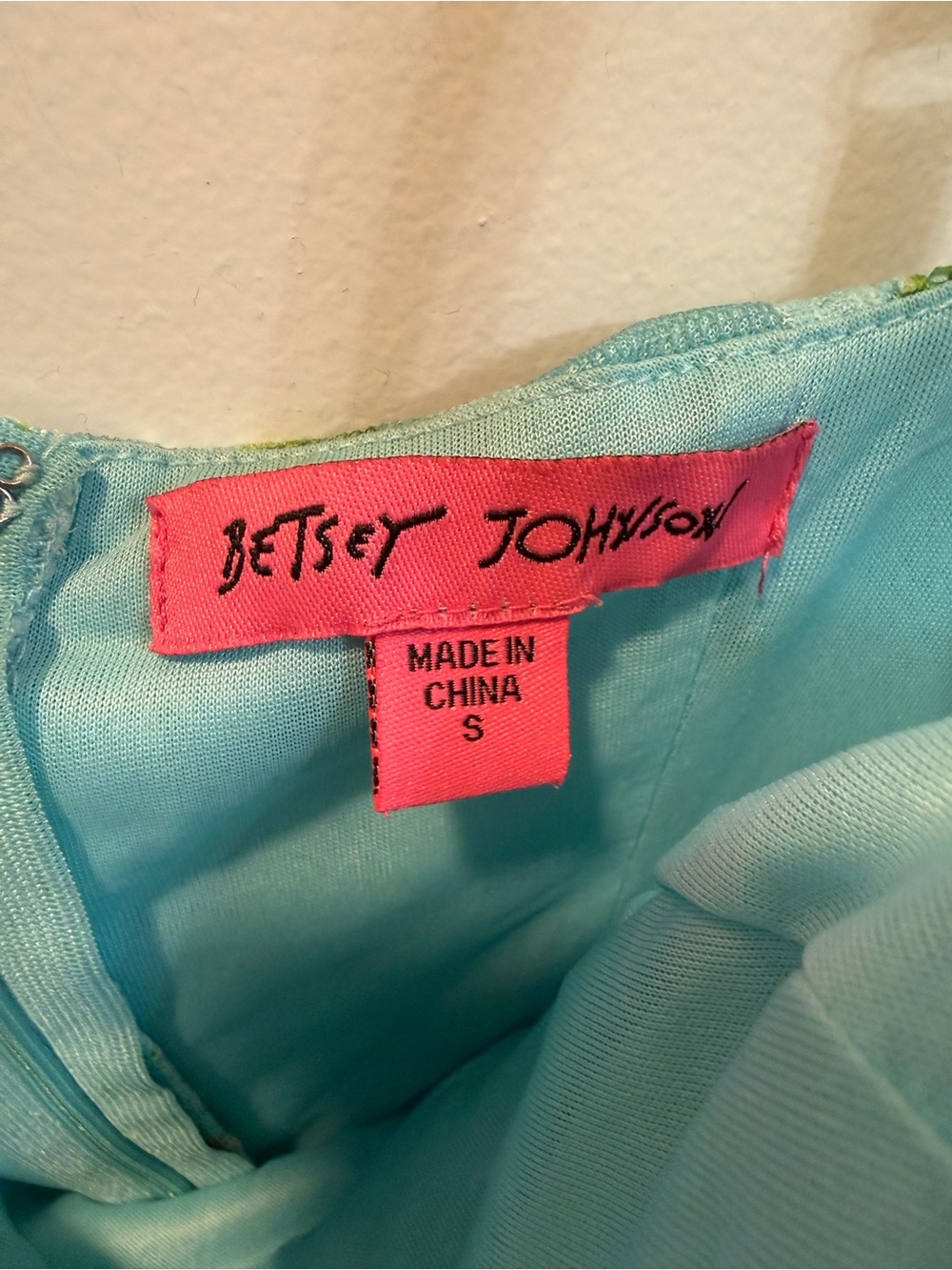 Betsey Johnson Aqua Pink Floral Lacey Mini Dress - Picture 7 of 7